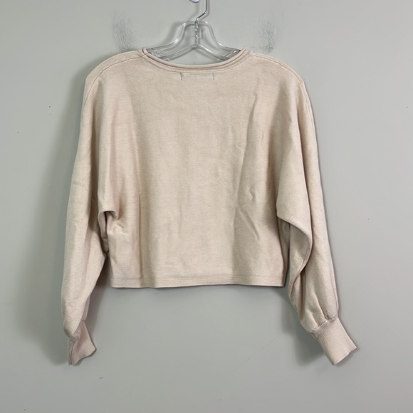 Syzri Cropped Sweater Women Small Long Sleeve Balloon Cream - Picture 6 of 6